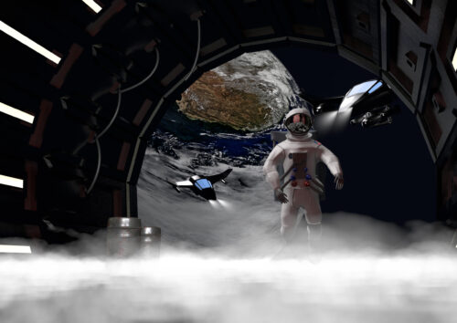 3D-Modell Astronaut im All